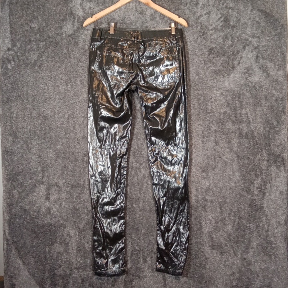 Alice + Olivia Shimmering Silver Skinny Pants Party Club Womens Sz 4 - Picture 5 of 12